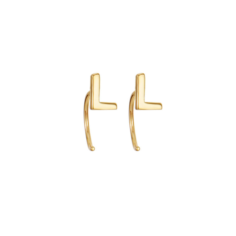 Alphabet Letter Earrings Personalized Initial Stud for Ladies Girls-L