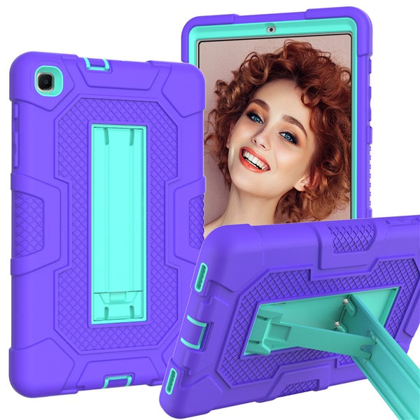 B3 Robot Tablet Case Silicone Shockproof Protective Stand Cover For Samsung Galaxy Tab A 8.4 T307 (2020)-Purple&Mint Green