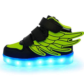 LED Light Sneakers USB Rechargeable Flashing Shoes for Boys Girls-Green