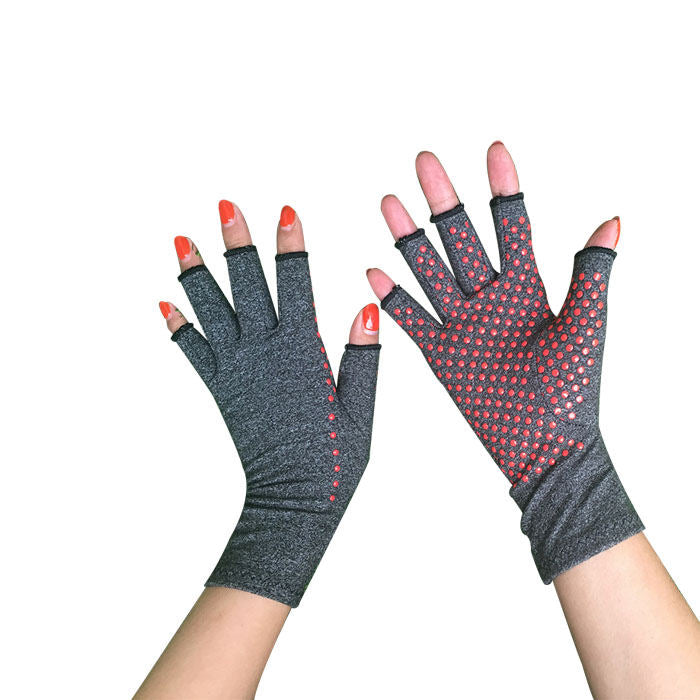 Unisex Warm Half Finger Stretchy Cotten Fingerless Gloves-Hemp Ash-LYX-08077