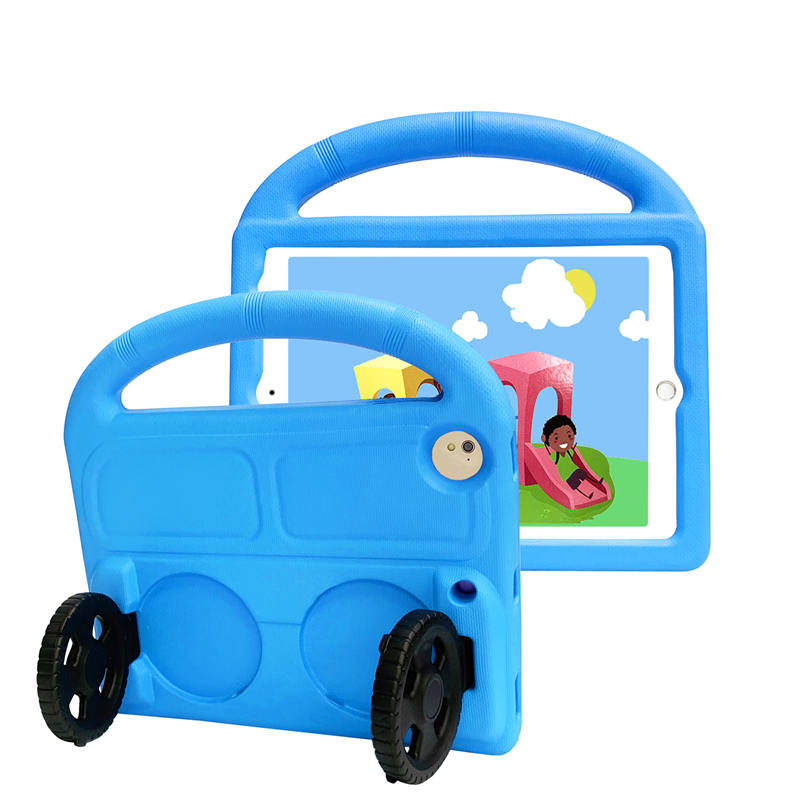 Wheel iPad Case For iPad 9.7inch Air1/2 Pro9.7 Shockproof Stand Cover With Handle Stand-Blue