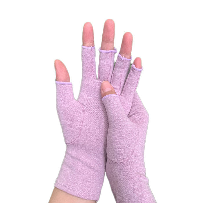 Winter Half Finger Outdoor Sport Driving Riding Cotton Breathable Gloves-Light Purple-LYX-08062-2