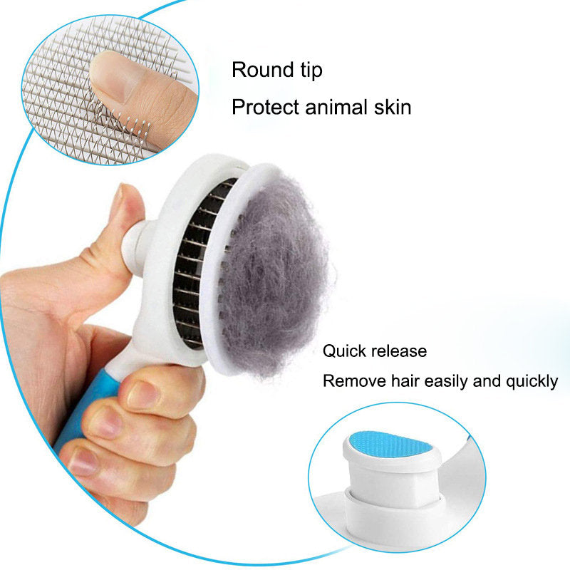 Pet Self-Cleaning Slicker Brushes for Shedding Grooming Removes Loose Undercoat-Blue