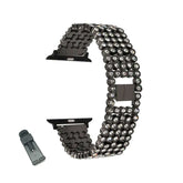 MTX Stainless Steel Watch Band Adjustable Wristbands for Apple IWatch Series SE/1/2/3/4/5/6 For Women-Black
