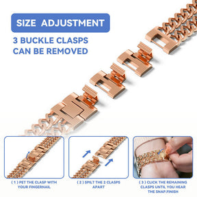 Metal Watch Band Double Chain Alloy Trendy Design for Apple Watch-Rose Gold