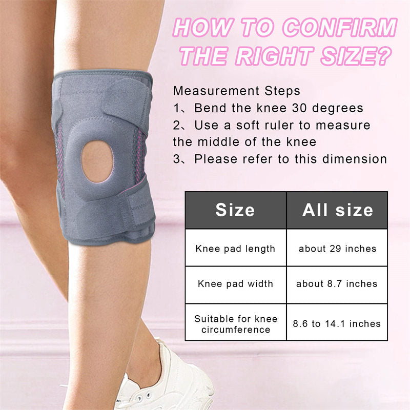 Knee Brace with Side Stabilizers,Adjustable Knee Support Sleeve with Patella Gel Pads for Men Women Arthritic Pain Relief,Running and Exercise (Grey)