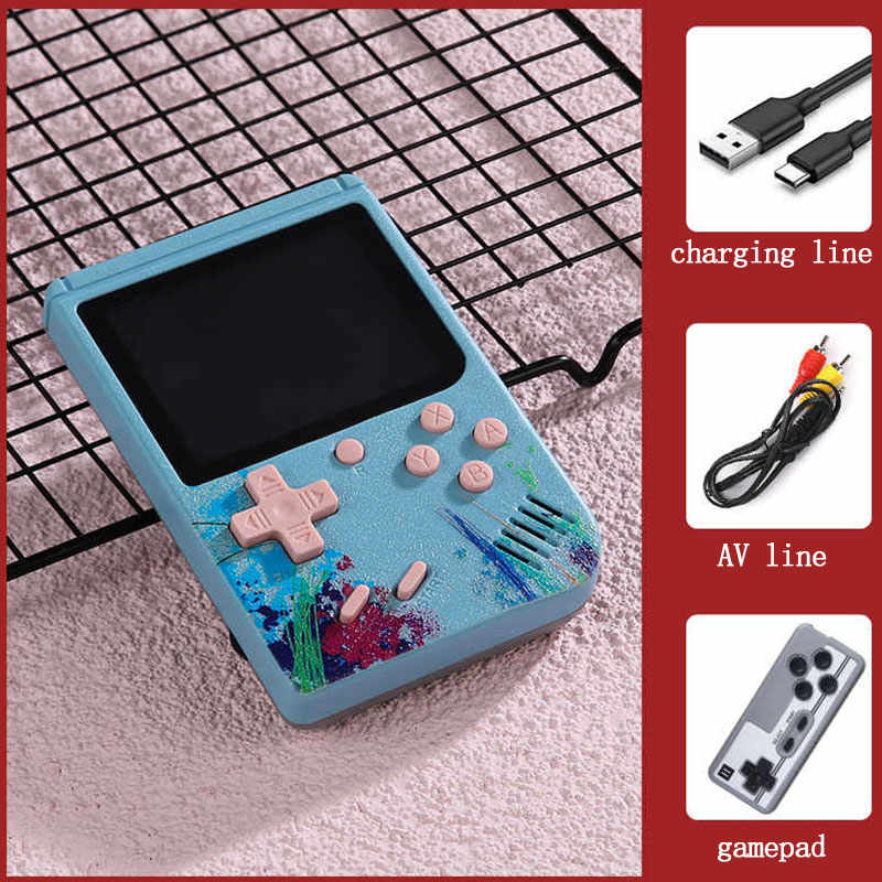 3.0inch Screen Retro Handheld Game Console 500 Classic FC Games Support to TV Output-Two Player-Blue