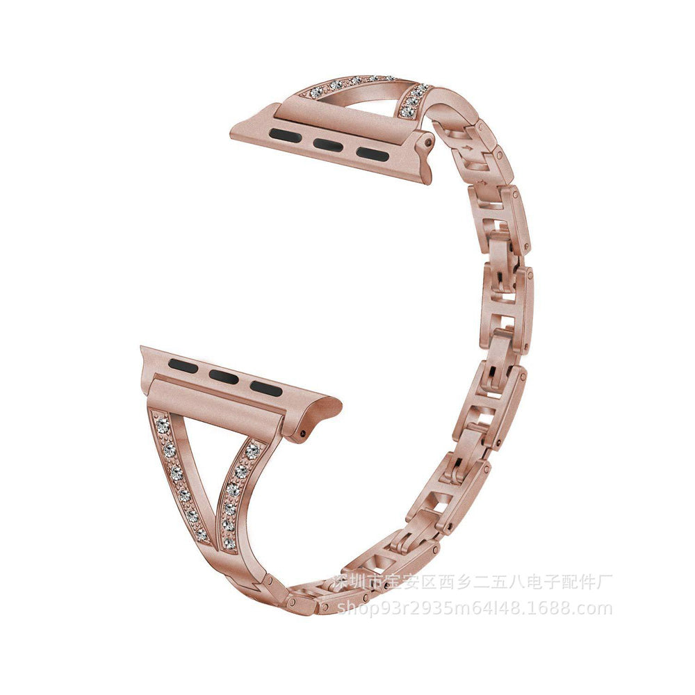 RZ Watch Band Business Stainless Steel Wristbands for Apple IWatch Series SE/1/2/3/4/5/6 For Women-Rose Gold