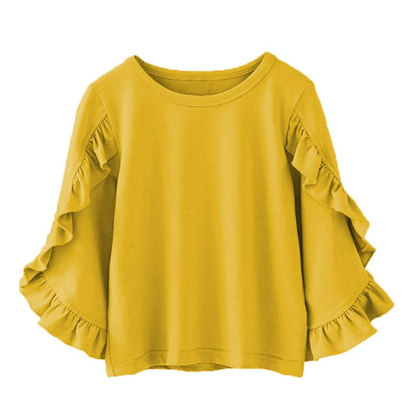 Little Girls Ruffle Bat T Shirt Pullover Autumn Spring Princess Tops-Ginger