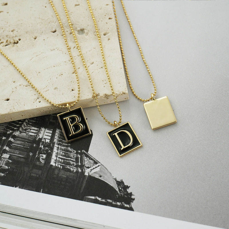 English Letters Oil Drop Pendant Necklace As Gift For Men Women-B