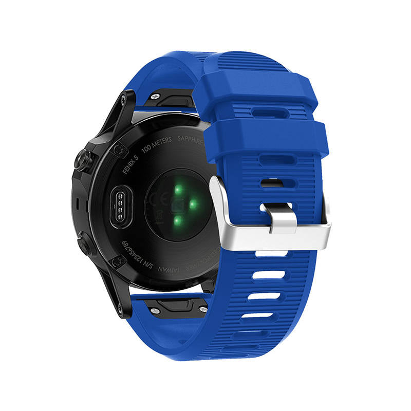 26mm Strap For Garmin Fenix 5X/5X Plus/3/3 HR/6X/6X Pro Watchband Quick Release Easy Fit Silicone Bands Silver Buckle-Royal Blue