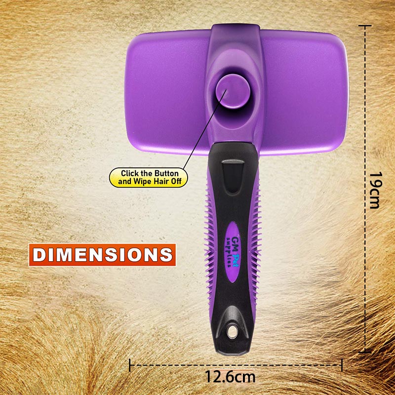 Self-Cleaning Slicker Brush for Pet Grooming Brush to Remove Long Loose Fur-Purple