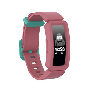 Silicone Watch Band For Fitbit Inspire/Inspire HR/ACE 2-Watermelon Red+Teal Buckle