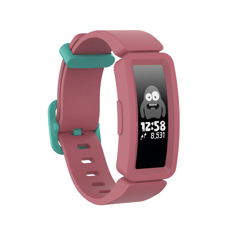 Silicone Watch Band For Fitbit Inspire/Inspire HR/ACE 2-Watermelon Red+Teal Buckle