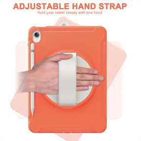 Tablet Case For iPad 10th with 360¡ã Kickstand/Hand Strap Shockproof-Orange