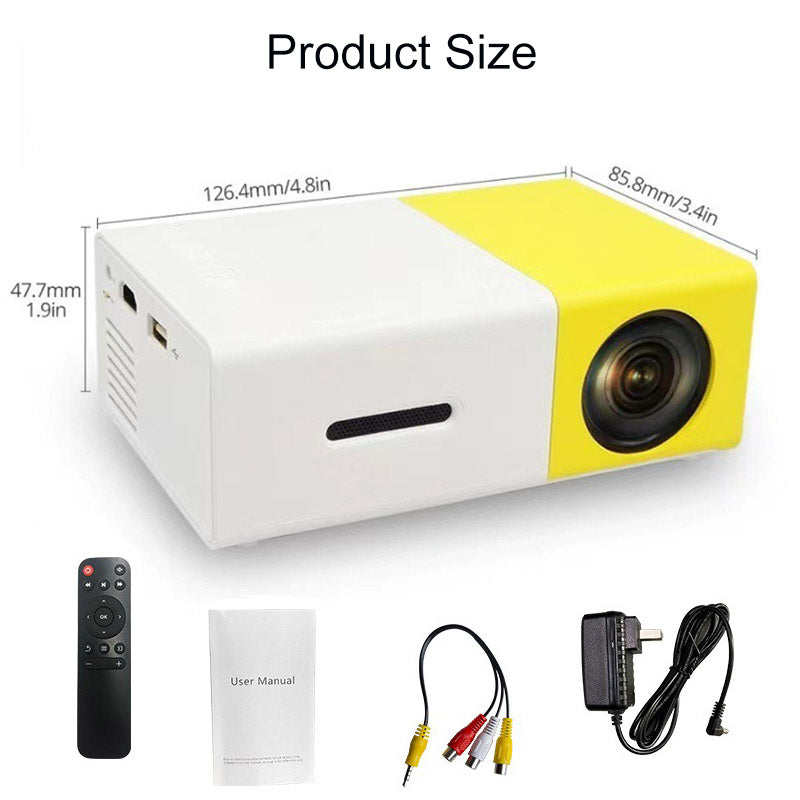 Portable Mini Projectors with HDMI USB Interfaces and Remote Control for Home Theater-Yellow