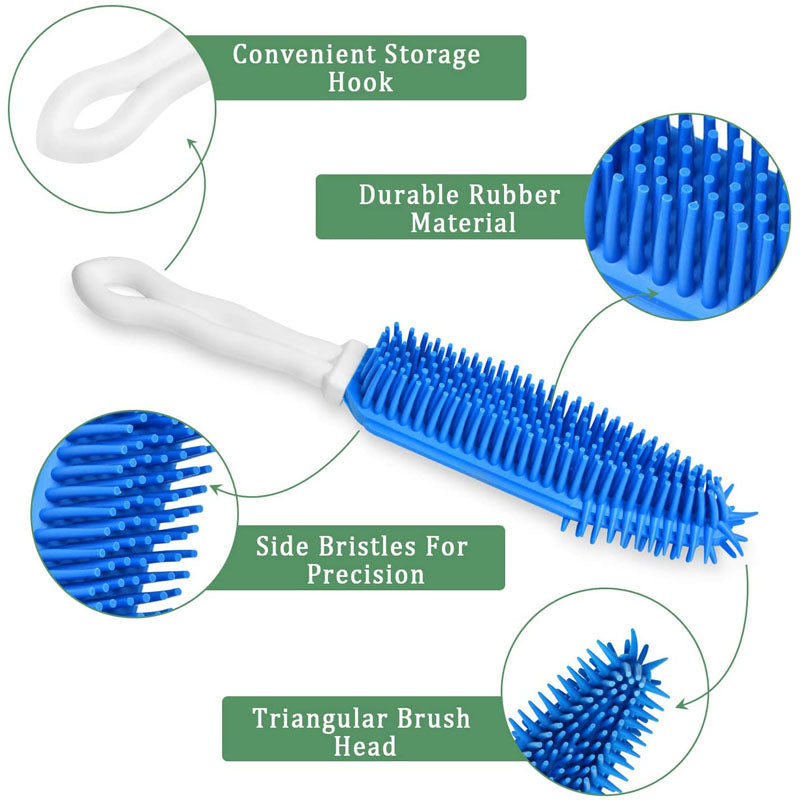 2 Pcs Pet Hair Remove Brush Portable Dog Cat Rubber Massage Brush-BlueGreen