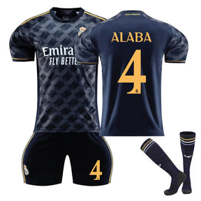 Real Madrid Away Jersey ALABA #4 Soccer Jersey Kids Adult 3Pcs Jersey Kits