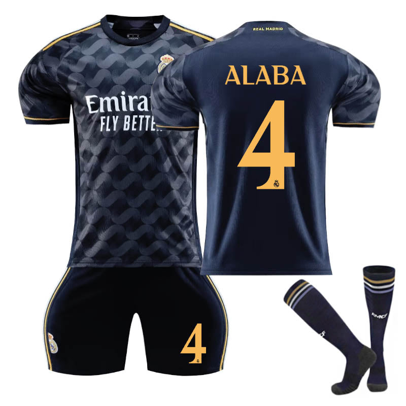 Real Madrid Away Jersey ALABA #4 Soccer Jersey Kids Adult 3Pcs Jersey Kits