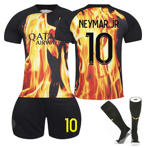 Paris Flame Special Edition Jersey NEYMAR.JR #10 Soccer Jersey Kids Adult 3-Pieces Jersey Kits