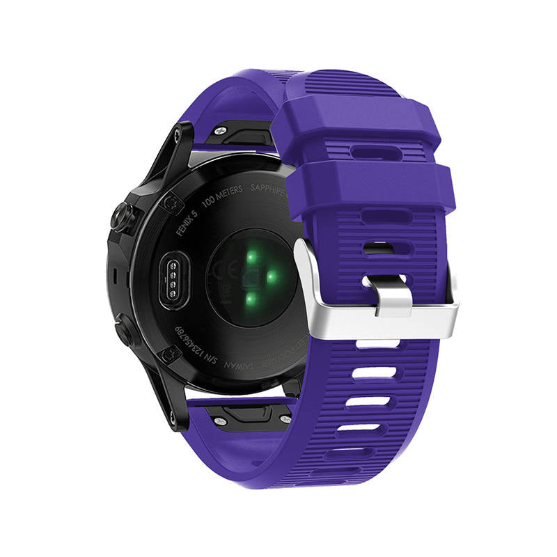 26mm Strap For Garmin Fenix 5X/5X Plus/3/3 HR/6X/6X Pro Watchband Quick Release Easy Fit Silicone Bands Silver Buckle-Purple