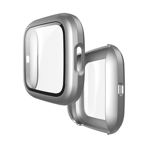 Watch Case For Fitbit Versa 2 Matt PC HD Tempered Glass Cover - Silver