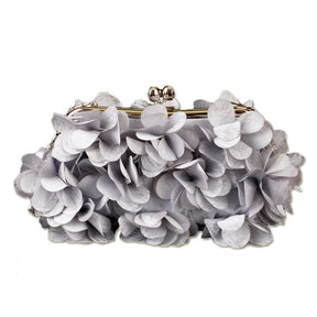 Clutch Evening Bags Floral Appliques Crossbody Bag For Women-Grey