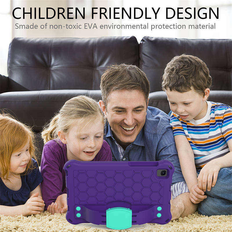 Hive Tablet Case For SamSung Tab A7 Lite 8.7(T220/T225) 2021/Tab A8 (P200/P225) 2019 Durable Stand Cover With Shoulder Strap-PurpleAqua