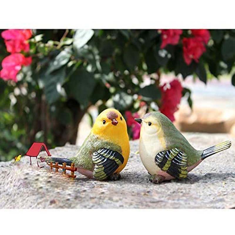 Funny Garden Bird Statue Indoor Outdoor Statues Yard Art Figurines for Patio Lawn House-Yellow Green