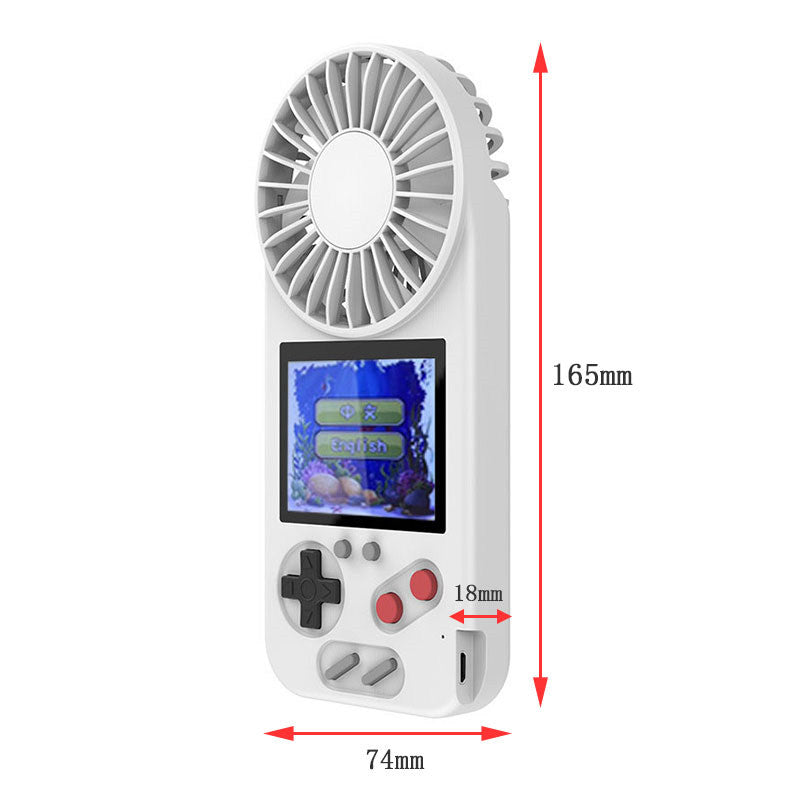 Handheld Game Console with USB Fan Built-in 500 Classic Games for Kids Adult-White