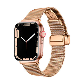 Fashion Magnetic Band Mesh Loop Metal Adjustable for Apple Watch-Rose Gold