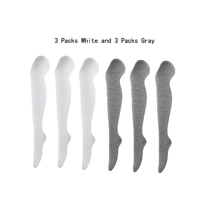 6 Packs F Womens Long Solid Color Socks Over Knee Thigh High Socks Warm Stocking