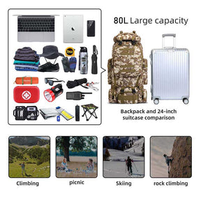 80L Waterproof 2-in-1 Detachable Backpack for Camping-Desert Camou