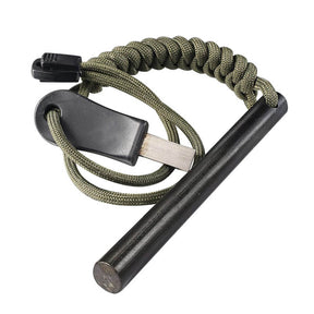 Portable Flintstone Iron Rod Kit with Paracord Landyard Handle Striker