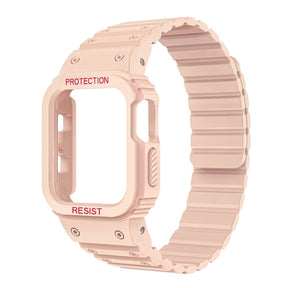 Magnetic Watch Band with Bumper Case Shockproof for Apple Watch-Pink