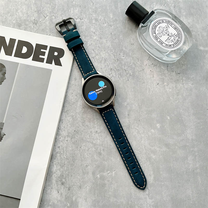 20mm Nubuck Leather Samsung Watch Strap 20mm for Galaxy Watch 4/5-Blue
