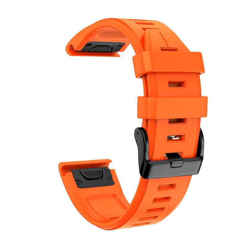 Silicone Replacement Band 20mm Quick Release Easy Fit For Garmin Fenix 5S/5S Plus/6S/6S Pro Smartwatch Black Steel Buckle-Orange