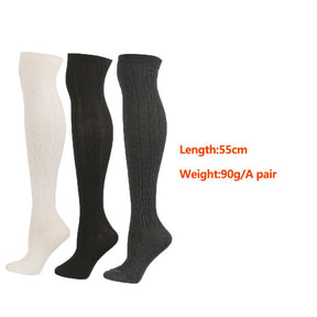 3Packs Women Extra Long High Socks Knit Warmers Thick Tall Long Boot Stockings Leg-WhiteBlackDarkGray