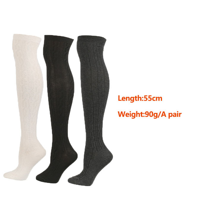 3Packs Women Extra Long High Socks Knit Warmers Thick Tall Long Boot Stockings Leg-WhiteBlackDarkGray