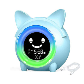 Alarm Clock with Five Color Night Light for Kids Bedroom-Blue