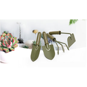 Home & Living4 Piece Garden Tool Set Carbon Steel Garden Tool Lightweight Soft Ergonomic Handle Grip Non-Slip  -Olive Green