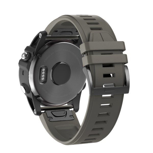 22mm 26mm Sport Silicone Watchband For Garmin Fenix  5Plus/5X Plus Easy Fit Quick Release Starp Black Steel Buckle-Army Green