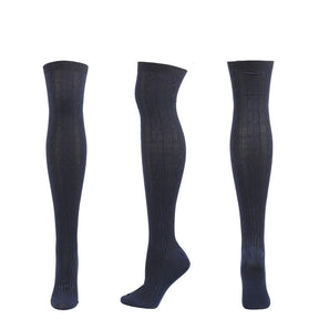 2Packs Women Extra Long High Socks Knit Warmers Thick Tall Long Boot Stockings Leg-BlackNavy