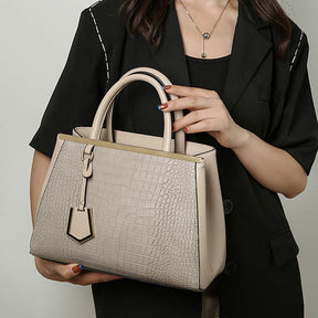 3Pcs Women Tote Bags Large Capacity Crack Design Fashion Purse-Khaki
