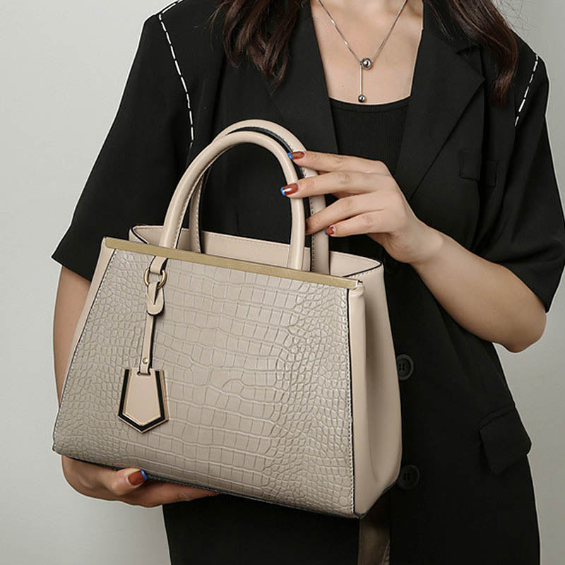 3Pcs Women Tote Bags Large Capacity Crack Design Fashion Purse-Khaki