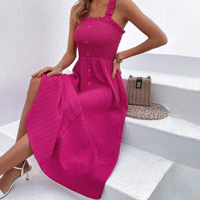 Womens Ribbed Knit Summer Maxi Dresses Square Neck Party Long Dress
