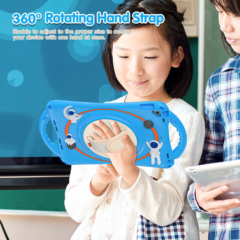 iPad Case Rugged Case with Handle Stand Shoulder Strap for iPad 10.2 Inch 2019/2020/2021-LightBlue