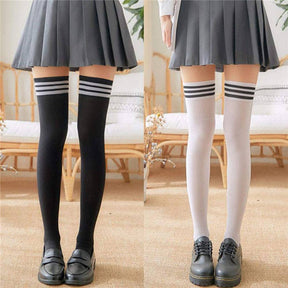 6 Packs A Womens Long Striped Socks Over Knee Thigh High Socks Warm Stocking