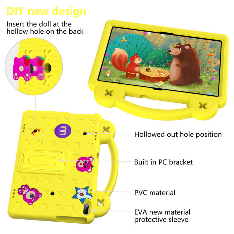 Strawberry Tablet Case with Handle Shoulder Strap for Huawei MediaPad T5 10.1 inch Tab P10-Yellow