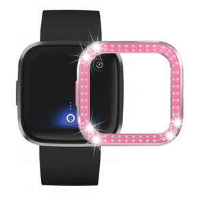 Hard PC Double Diamond Frame Protective Case For Fitbit Versa 2 - Pink